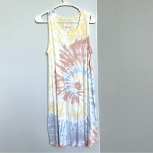 Thread & Supply Tie Dye Mini Dress Modal + Spamdex Orange, Yellow, Blue, White